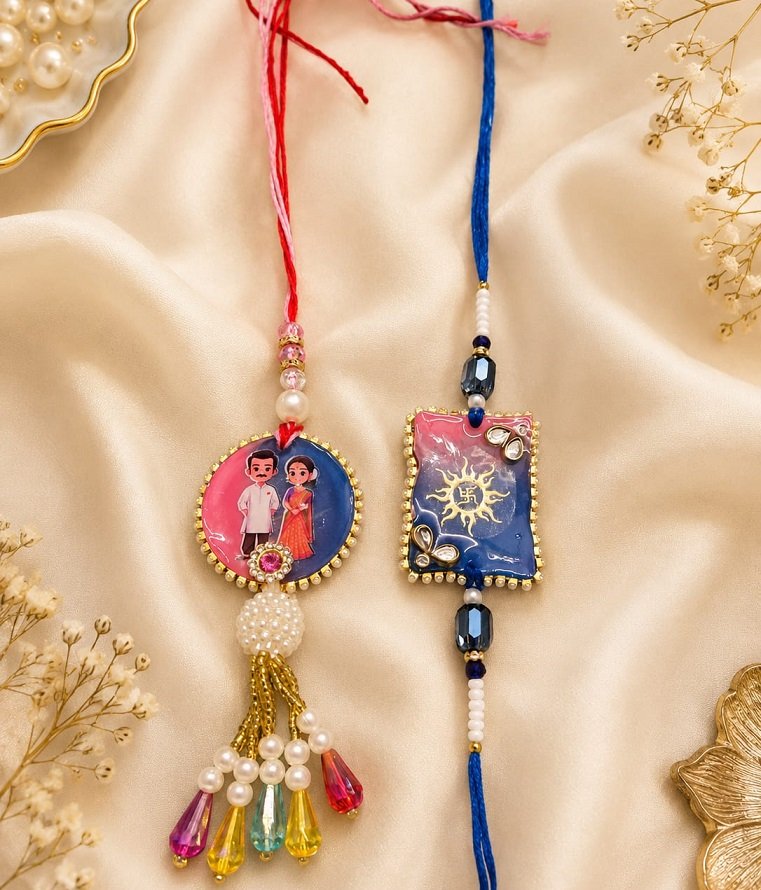 Bhaiya Bhabhi Resin Rakhi Set