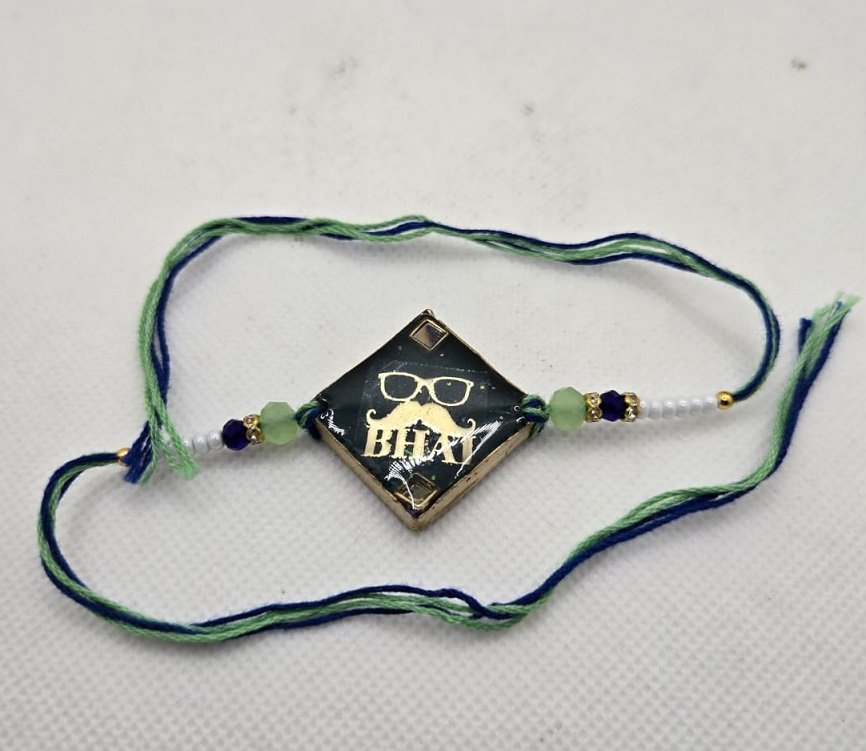 Bhai Resin Designer Rakhi with Stylish Mustache Charm