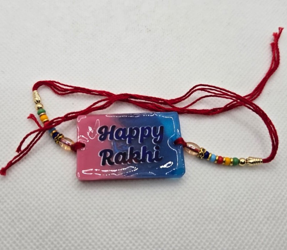 Happy Rakhi Resin Designer Rakhi with Colorful Beads