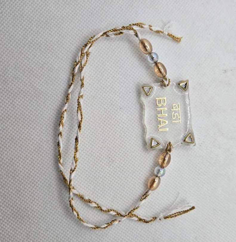 Bada Bhai Premium Resin Rakhi with Golden Thread