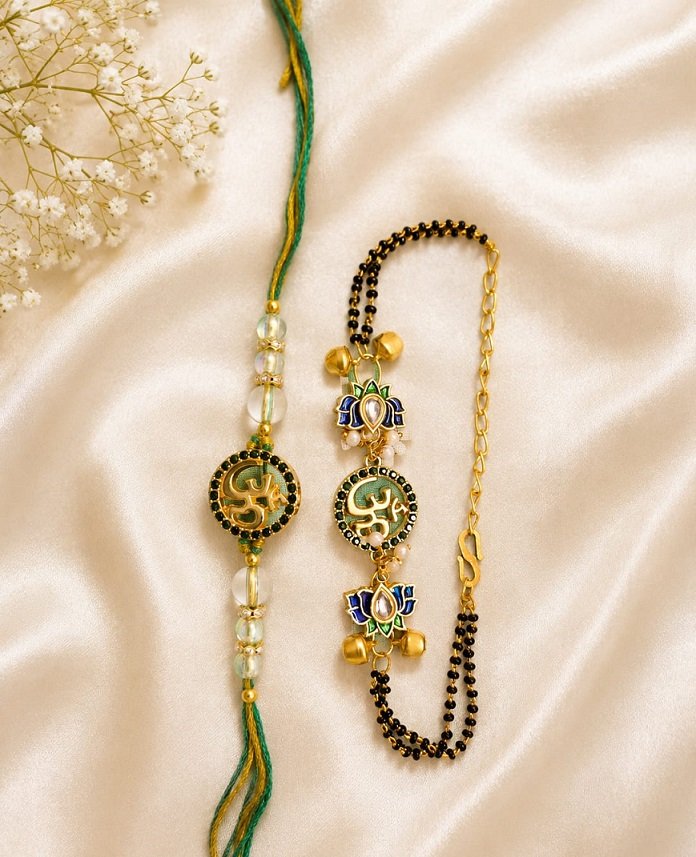 Bhaiya Bhabhi Set – Om Rakhi amp Kundan Lumba