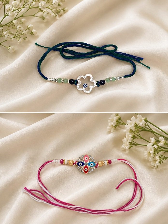 Elegant Floral Rakhi Duo